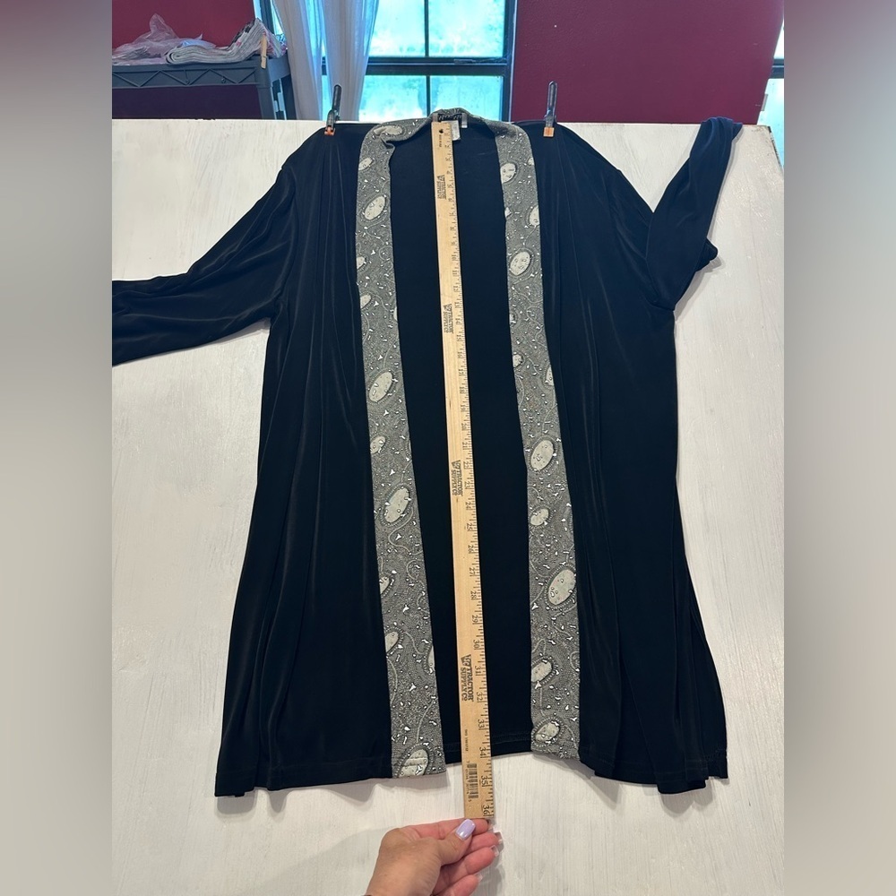Vintage Maxima USA Black Duster Cardigan XL Celestial Moon Star Trim Style 2045 - Picture 7 of 7